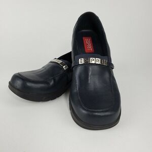 Y2K Esprit Loafer Girl 2.5 Blue Shoe Prep School Academia 90s Block Heel Nirvana